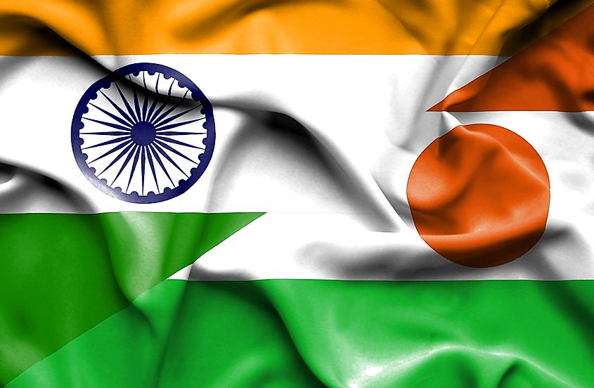 The flag of India, left, and the flag of Niger, right.