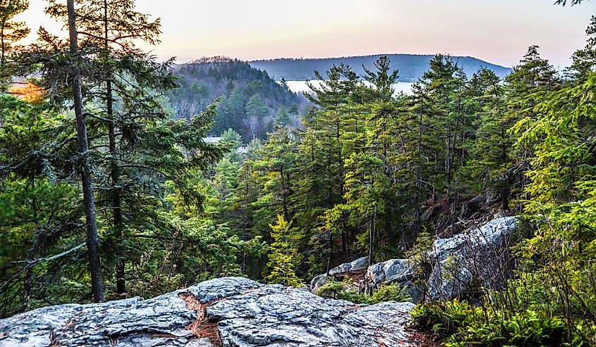 A sunset view over the Green Mountains near Brandon, Vermont.