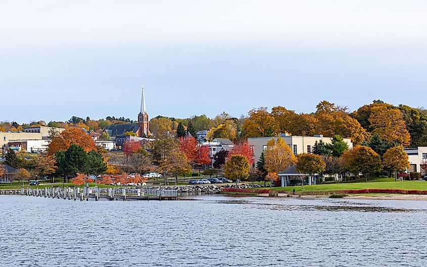 Petoskey bay during autumn, resort city in the state of Michigan