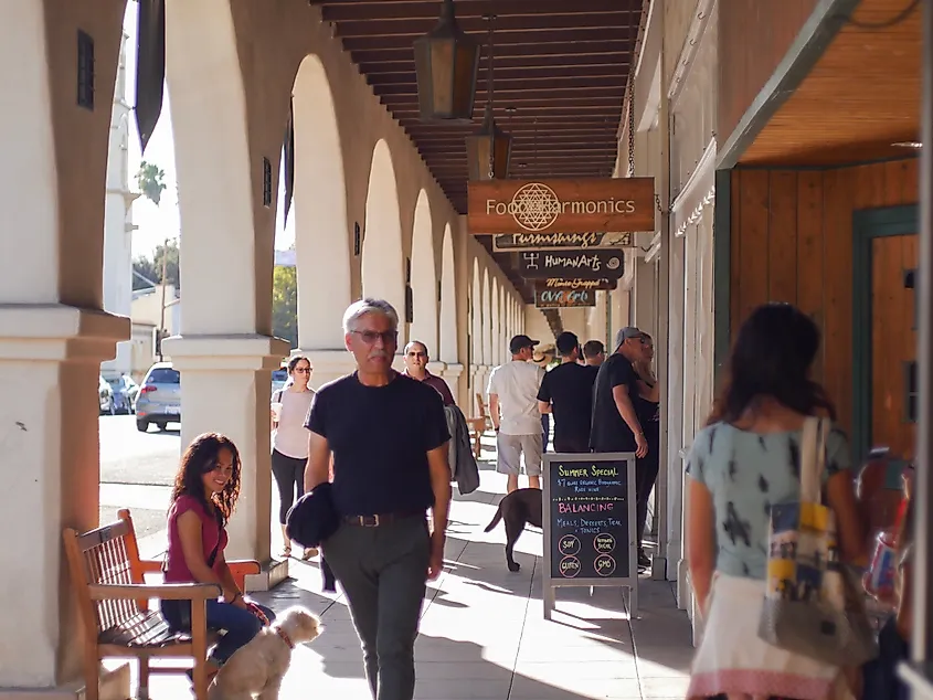 Tourists during the Ojai Days Festival in downtown Ojai, California. 
