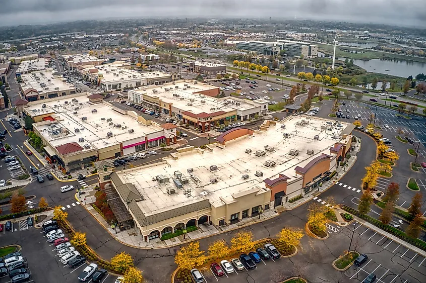 Aerial view of the Twin Cities suburb of Maple Grove, Minnesota. 