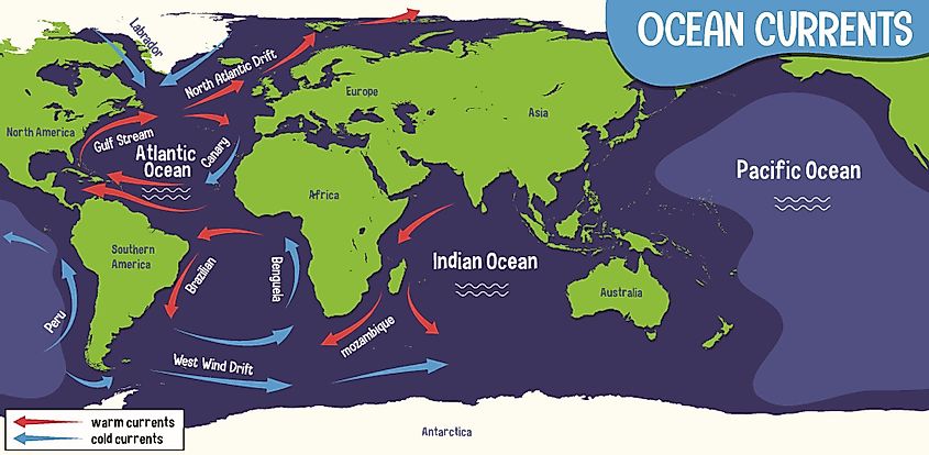 The world's major ocean currents. 