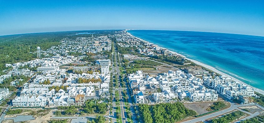 Aerial view of Alys Beach, Florida.