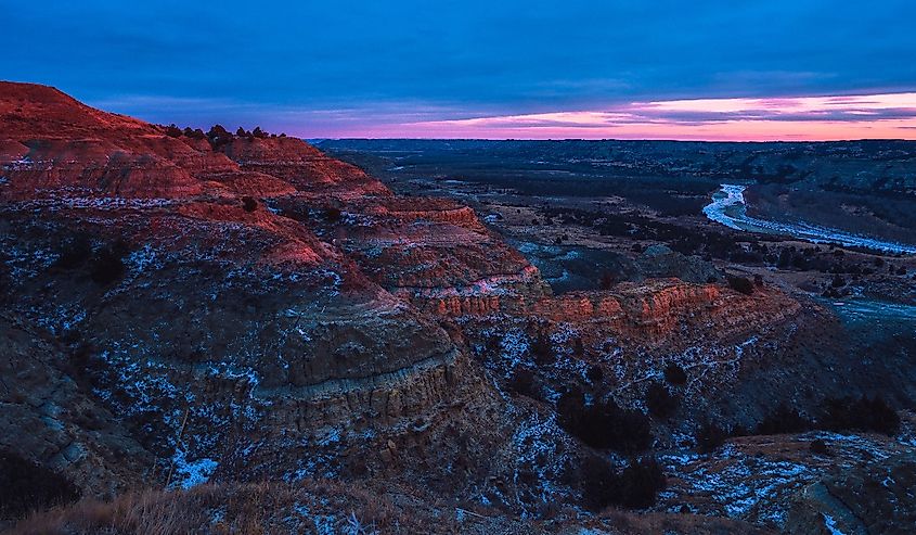 Sunset over the Badlands of Theodore Roosevelt National Park, North Dakota