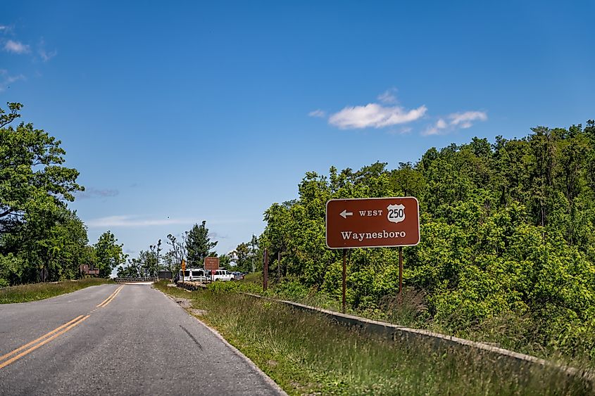 The Skyline Drive leading to Waynesboro, Virginia.