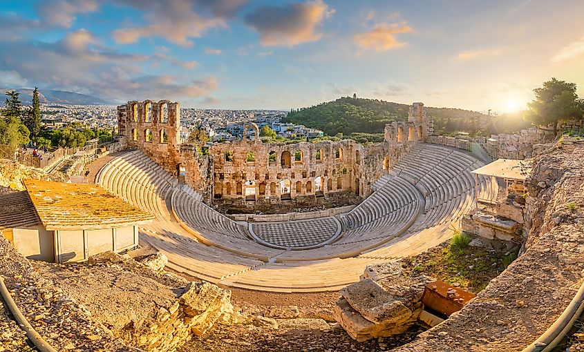 The Odeon of Herodes Atticus at the Acropolis of Athens, Greece.