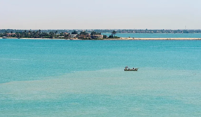 Landscape of Great Bitter Lake in Egypt, part of Suez Canal.