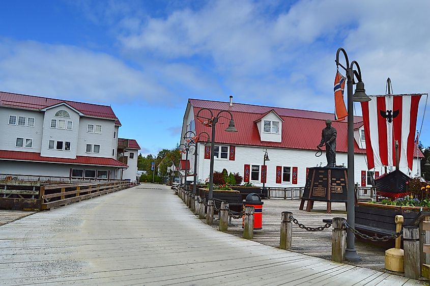 Sons of Norway Hall and Fishermen Memorial Park Area, Petersburg, via Supapai / Shutterstock.com