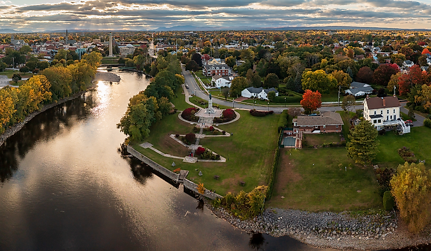 Aerial panorama of Plattsburgh in the northern part of New York State