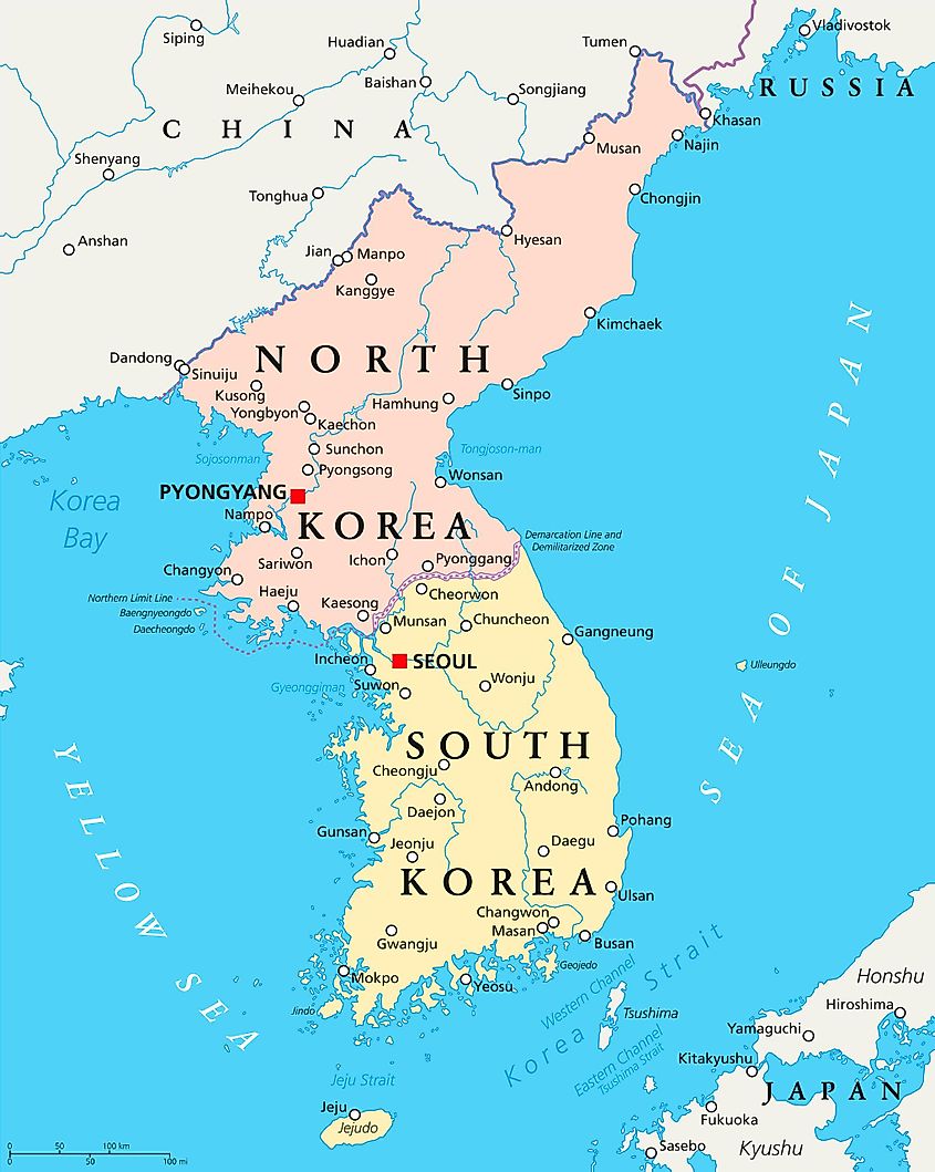 Map showing the Korea Strait's location between South Korea and Japan.