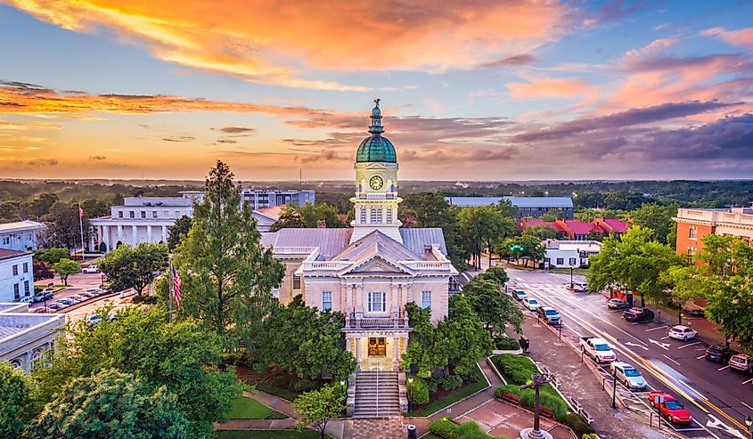 Athens, Georgia, US downtown cityscape.