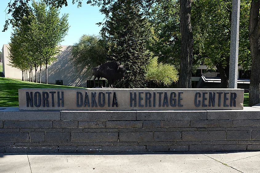 North Dakota Heritage Center sign in Bismarck.