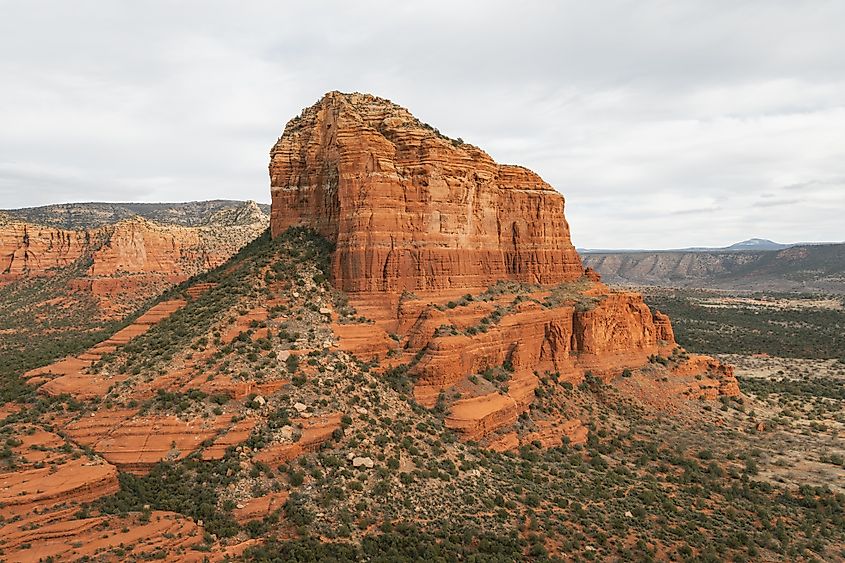 Courthouse Butte Rock in red rock formations within Coconino national forest in Sedona, Arizona.