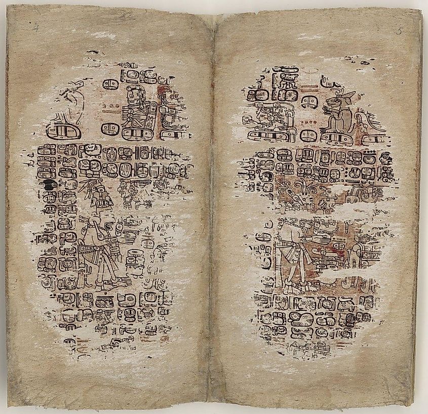 Pages from the Postclassic period Paris Codex, one of the few surviving Maya books in existence