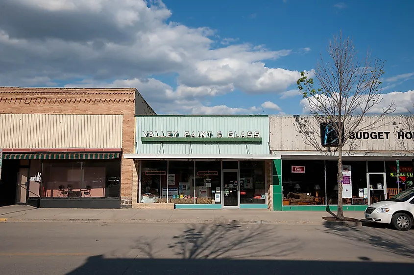 Local businesses in Valley City, North Dakota.