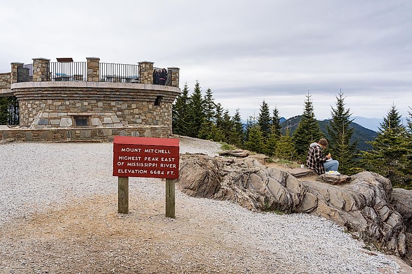 The top of Mount Mitchell, the highest peak east of the Mississippi River in Burnsville, North Carolina.