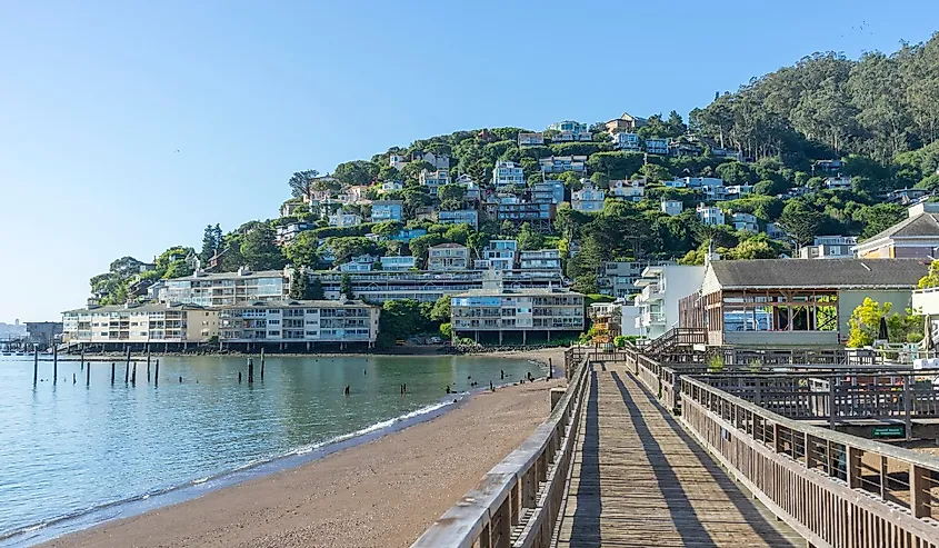 Wooden pier of Sausalito near San Francisco, California