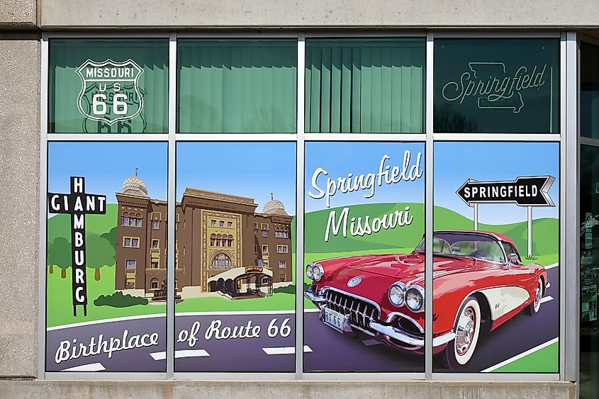 Springfield, Missouri, USA - 4,13,2018: Birthplace of Route 66 signs