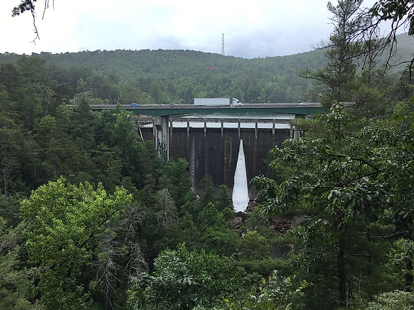 The dam and bridge in Tallulah Gorge, Georgia