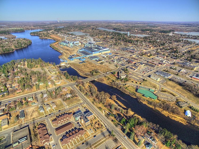 Aerial view of Grand Rapids, Minnesota.