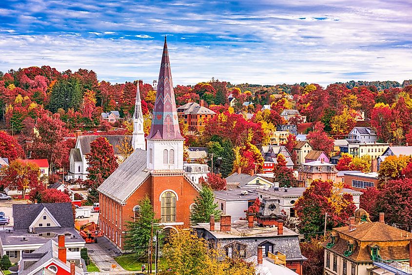 The cityscape of Montpelier, Vermont.