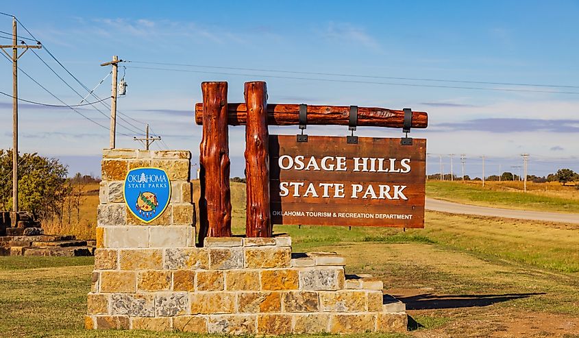 Sign of the Osage Hills State Park at Oklahoma