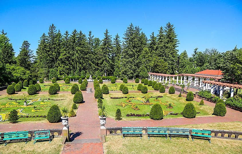 The Italian Garden at Sonnenberg Gardens and Mansion State Historic Park in the Finger Lakes region, Canandaigua, New York