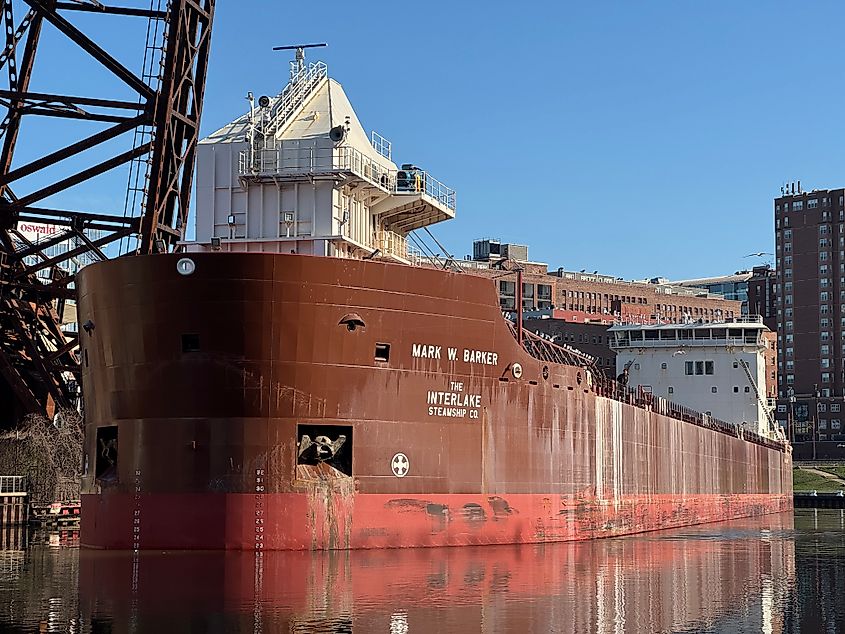 Mark W. Barker sailing up the Cuyahoga River