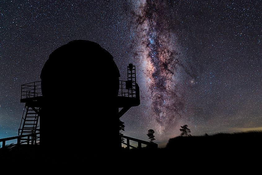 A deep space observatory looks towards the Milky Way. Via Shutterstock / Love Silhouette.
