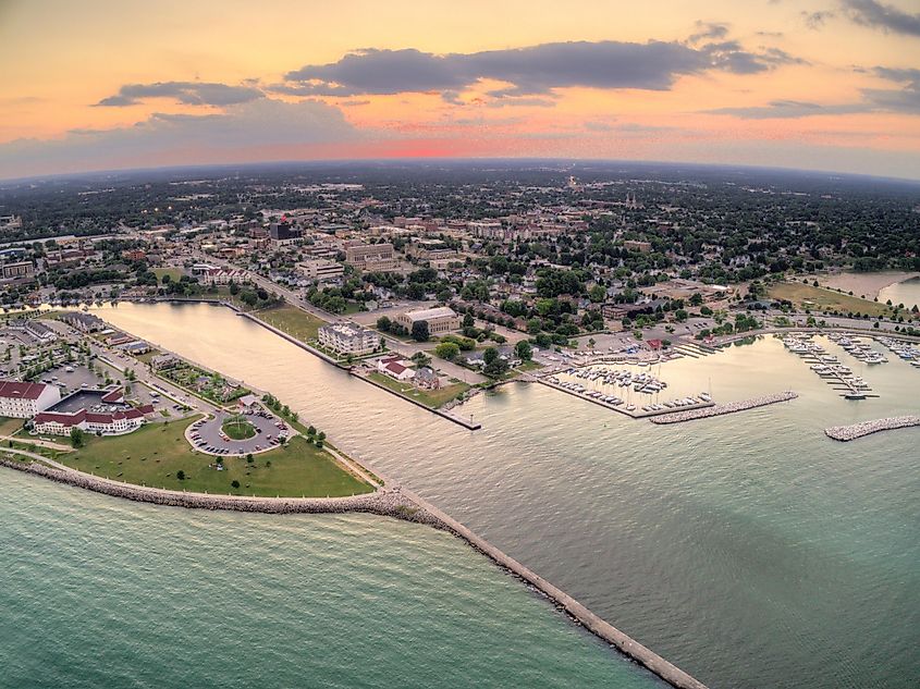 Aerial view of Sheboygan, Wisconsin.