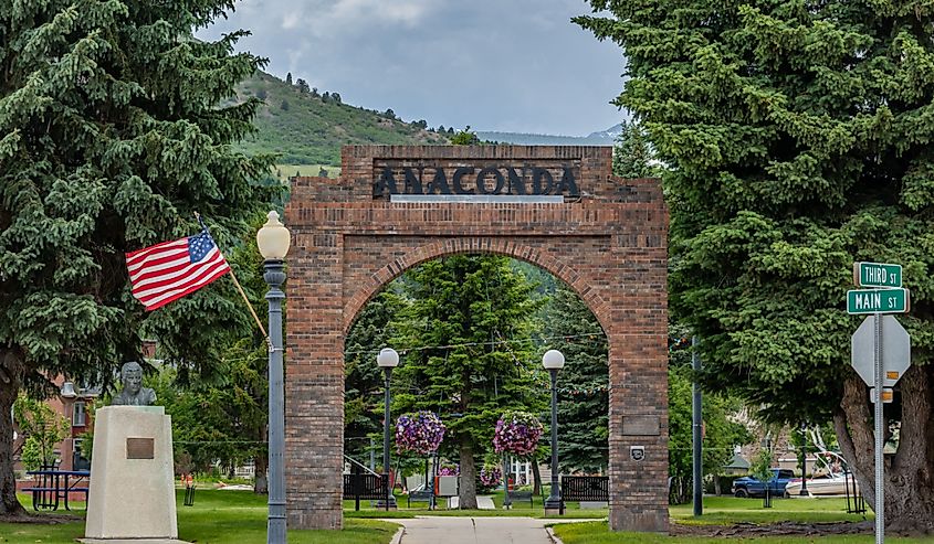 Welcome sign to Preserve Park in Anaconda, Montana.
