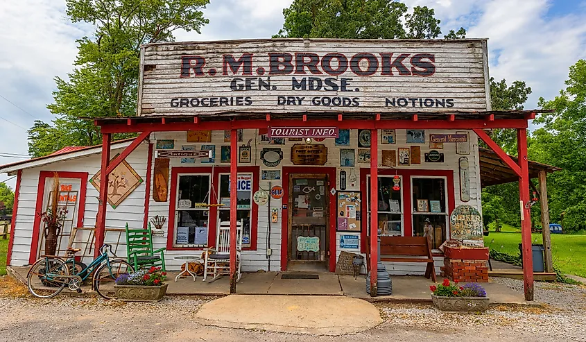 RM Brooks General Store was built between 1930 and 1940 in Rugby, Tennessee.