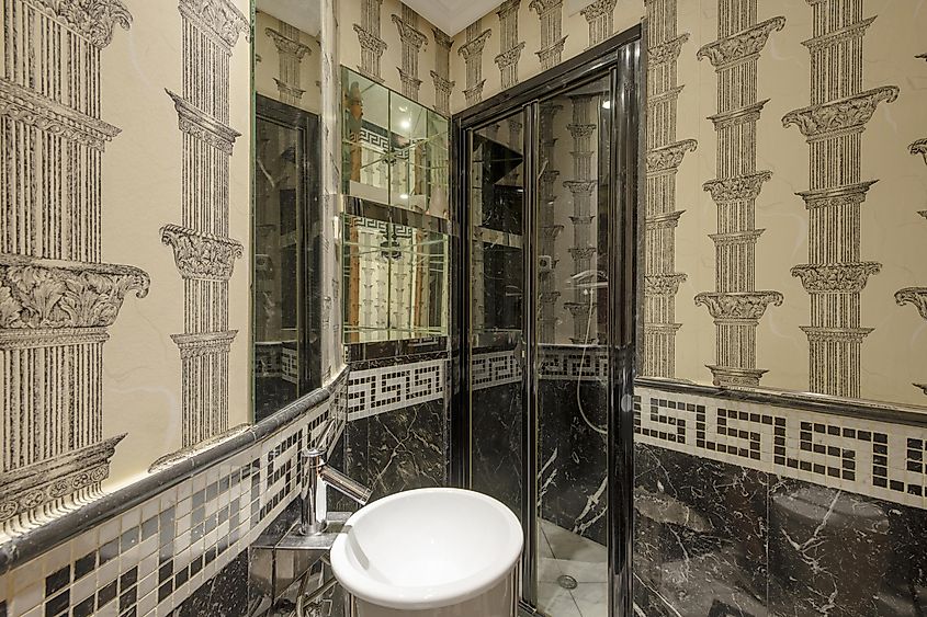 A modern bathroom with Roman decorations.jpg