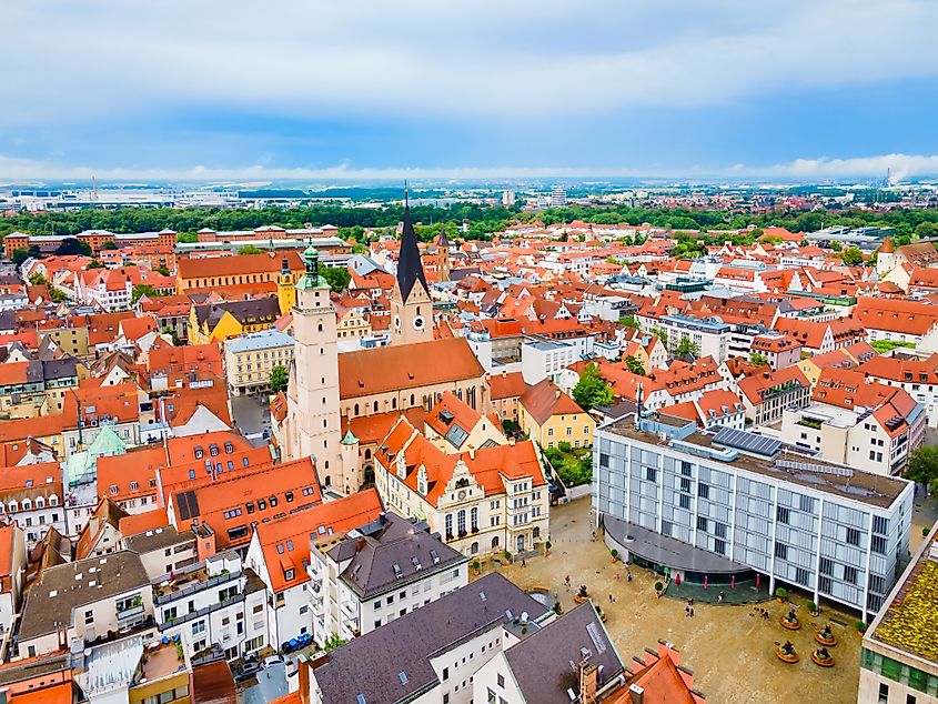 Ingolstadt old town aerial panoramic view. Ingolstadt is a city in Bavaria, Germany.