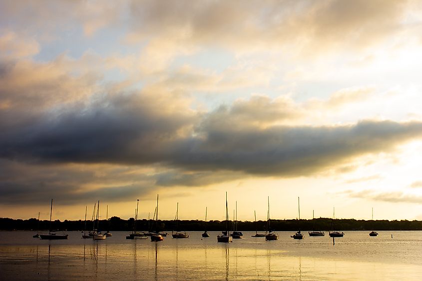 Sailboats on lake in White Bear Lake Minnesota