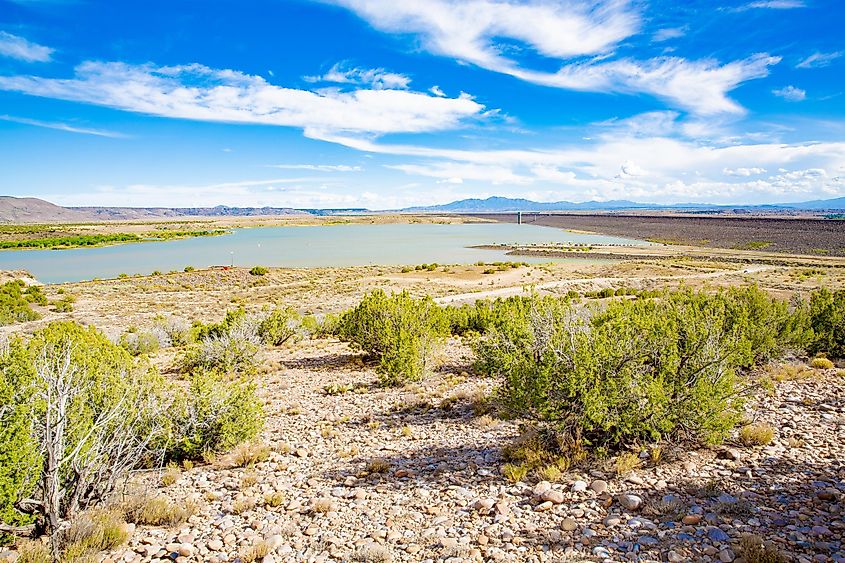Cochiti Lake on a sunny day in New Mexico
