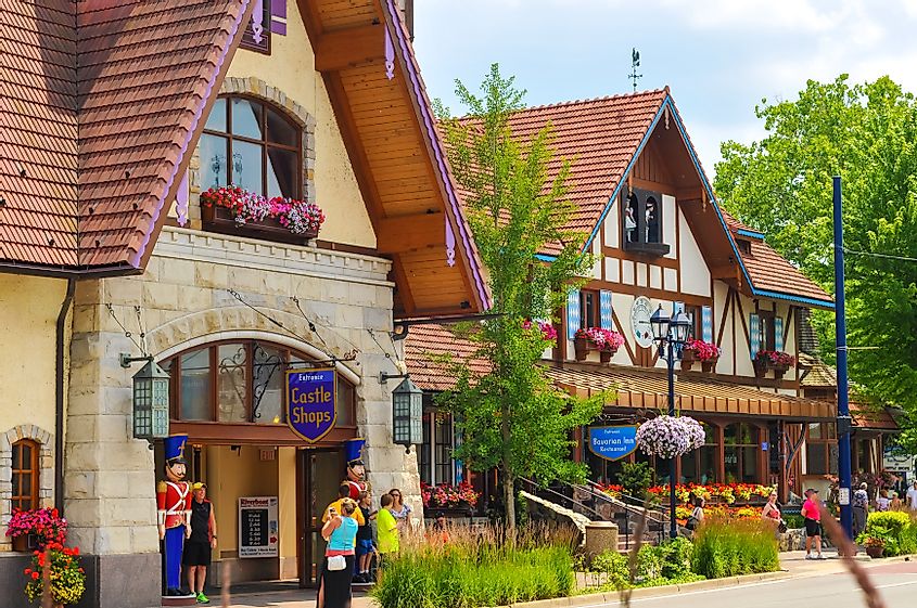 The Bavarian Inn, one of the main restaurants and attractions in this Michigan town, has brought throngs of visitors to sample German culture for decades, via Kenneth Sponsler / Shutterstock.com