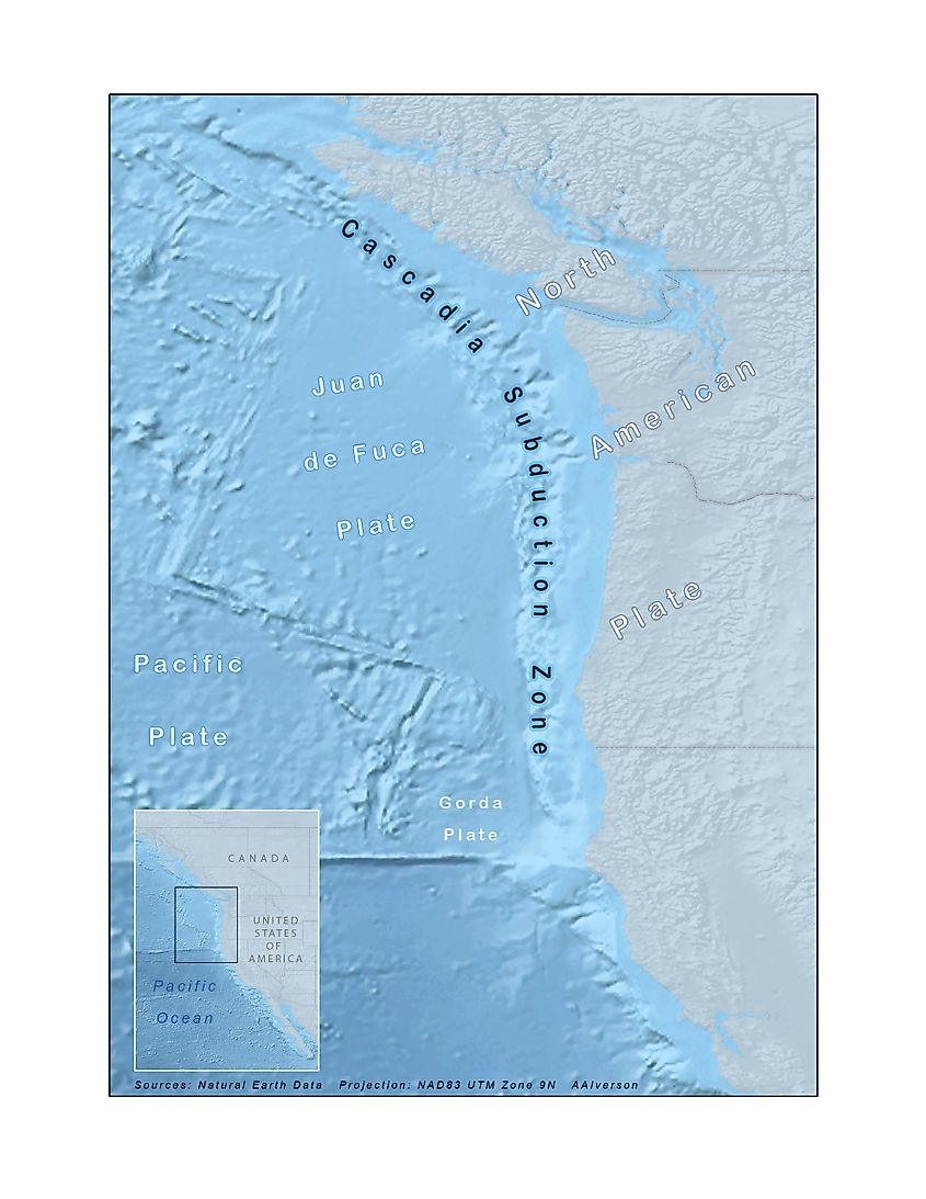 Map of the Cascadia subduction zone