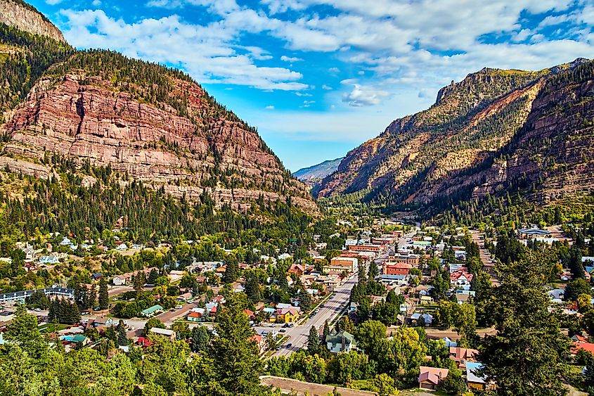 Aerial view of Ouray, Colorado.