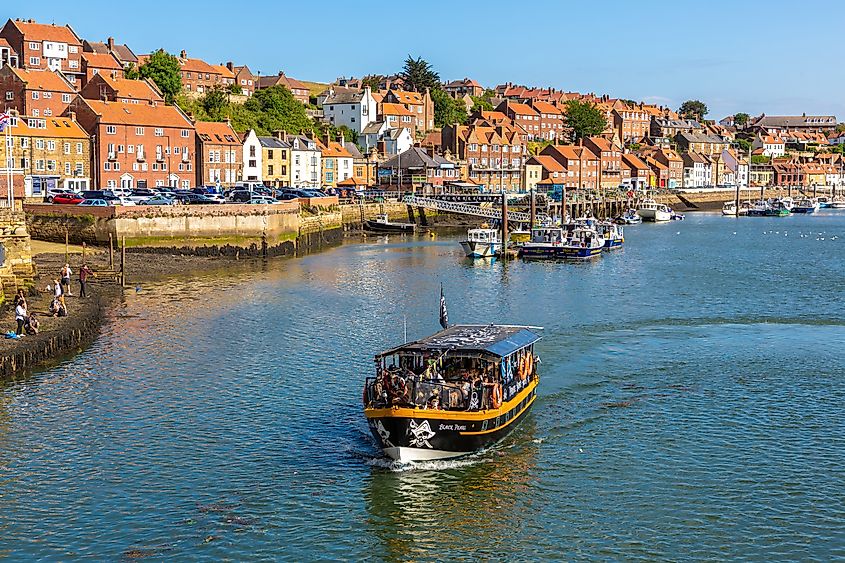 Black Pearl Pirate Boat Trips sailing through Whitby Harbour 