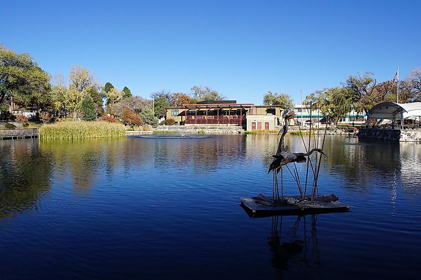 View of Ashley Pond Park in Los Alamos, New Mexico.