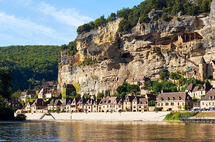 aerial view of medieval town in dordogne, France