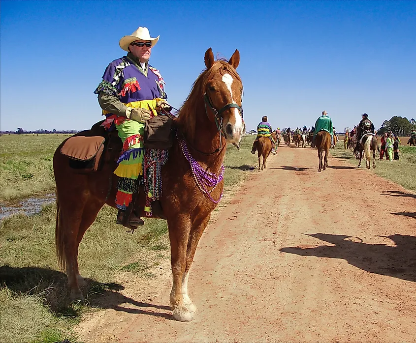 Mardi Gras horse riders in Eunice, Louisiana.