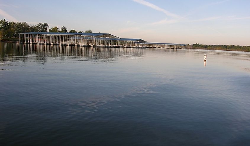 Blue skies at the marina at Hillsdale Lake, Kansas