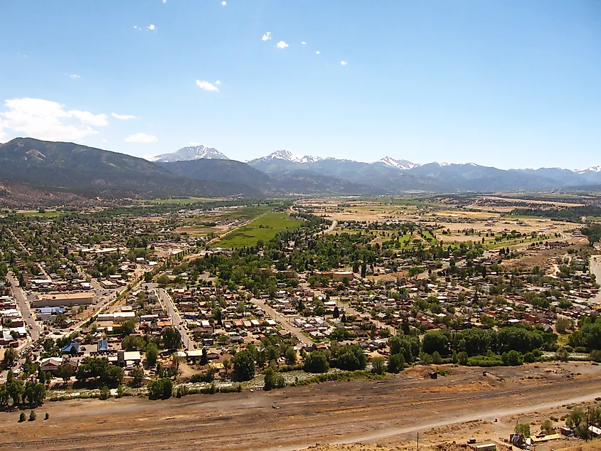 A bird's eye view of Salida, Colorado.