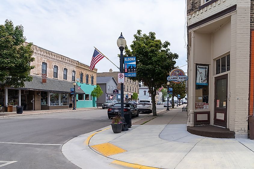 The downtown area of Algoma, Wisconsin