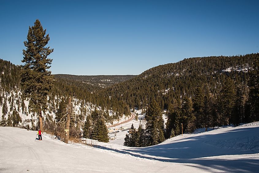 Snow covered ski runs in Cloudcroft, New Mexico.