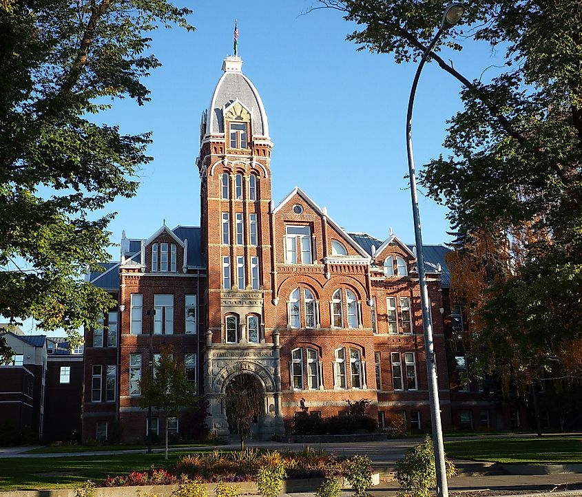 Iconic Barge Hall at Central Washington University in Ellensburg, Washington.