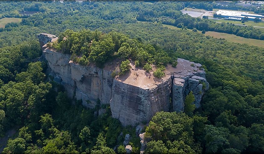 Aerial view of Sugarloaf Mountain in Heber Springs, Arkansas.