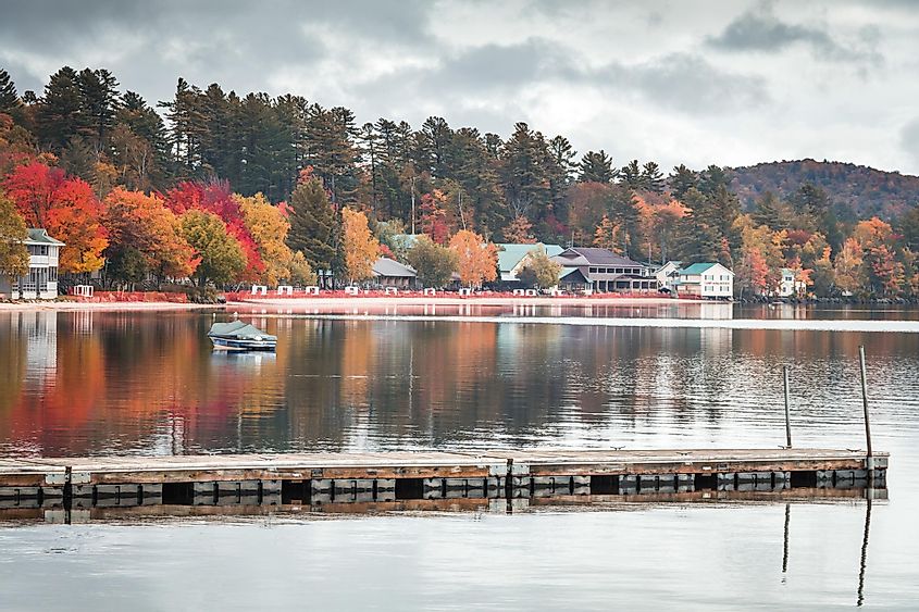 Lake Algonquin in Wells, New York, is nestled in the Adirondack Mountains.
